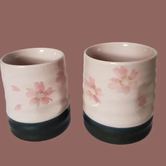 -Tea cup Japanese pottery pink and black - Picture 2 of 9